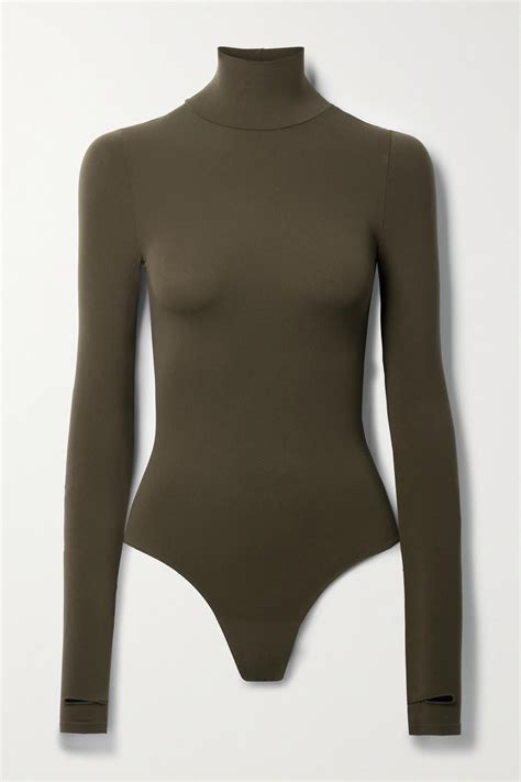 Commando Stretch Jersey Turtleneck Thong Bodysuit In Brown Lyst