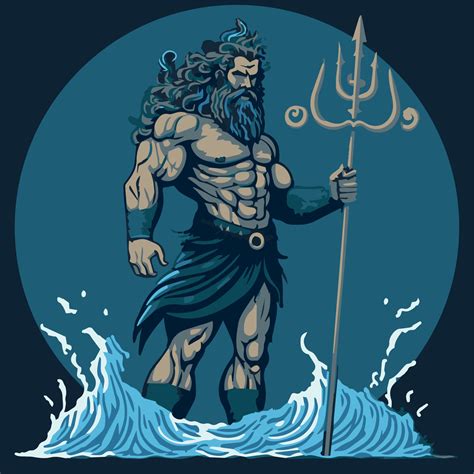 Poseidon Vector Art Greek Mythological God Of Water Lord Of The Sea