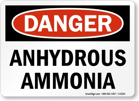 Anhydrous Ammonia Chemical Hazard Sign At The Best Price SKU S 0334