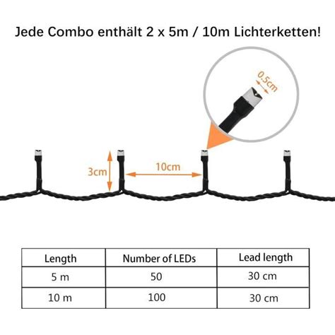 Lot De 2 Guirlande Lumineuse Pile 10M 100Led Guirlande Lumineuse