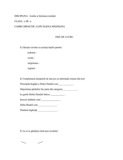 AcademiaABC Fișă de lucru Limba și literatura română Clasa a III a