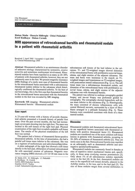 (PDF) MRI appearance of retrocalcaneal bursitis and rheumatoid nodule ...