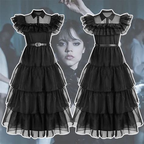 Wednesday Addams Dress Wednesday Dress Raven Dance Black Etsy