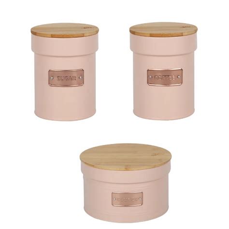 Kit Conjunto Lata Pote Porta Condimentos Matte Rose Sugar Coffee