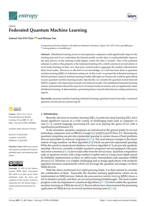 Pdf Federated Quantum Machine Learning