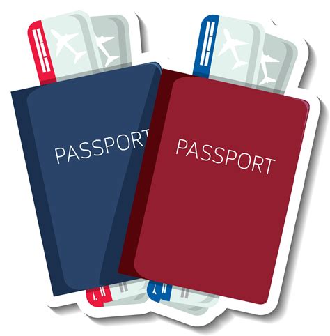 Pasaporte Con Boletos Etiqueta De Dibujos Animados Vector En