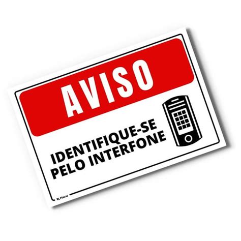 Placa Aviso Identifique Se Pelo Interfone 20x15 Cm No Elo7 RL Placas