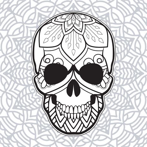 Coloring for adult for Day of the Dead. Hand drawn mexican sugar skulls Coloring Page. 9189483 ...