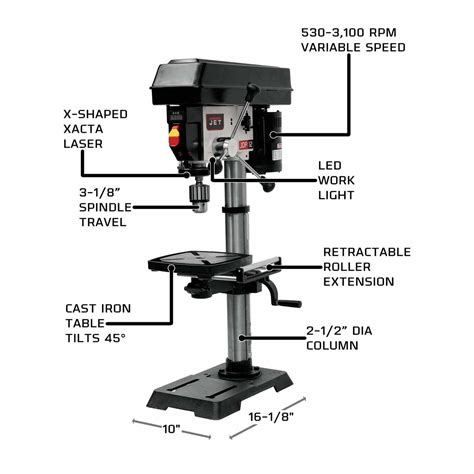 Jet Jwdp 12 12 Drill Press With Dro 12hp 1ph 115v The