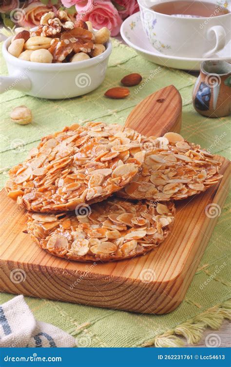 Almond Florentine Cookies Stock Image Image Of Dessert 262231761