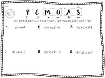 Order of Operations PEMDAS Differentiated Worksheets and Assessments