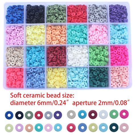 4800Pcs 24 Colors 6mm Flat Round Polymer Clay Disc Grandado