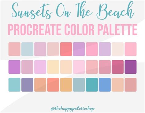 Pink Beach Procreate Color Palette Ipad Lettering Digital Etsy