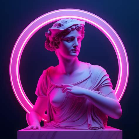 Conceito de fundo de estátua clássica fundo de estilo vaporwave