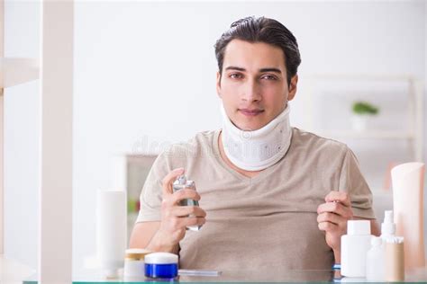 The Man with Neck Brace after Whiplash Injury Stock Photo - Image of care, grooming: 116980730