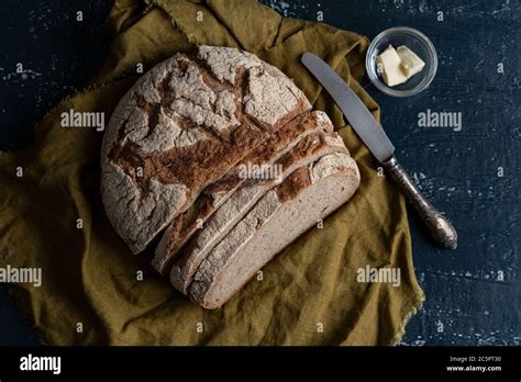 Homemade Reshly Baked Country Bread Made From Wheat And Whole Grain