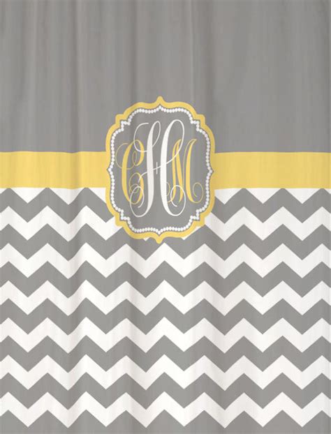 Shower Curtain Chevron Monogrammed And You Choose Colors Swirled Peas