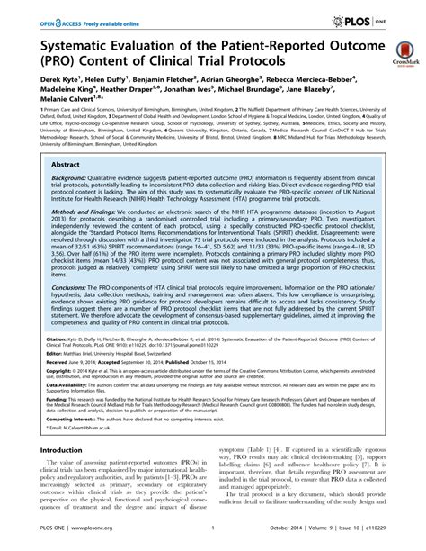 Systematic Evaluation Of The Patient Reported Outcome PRO Content Of