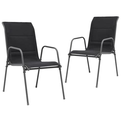 Fdit Chaises Empilables De Jardin Pcs Acier Et Textil Ne Noir