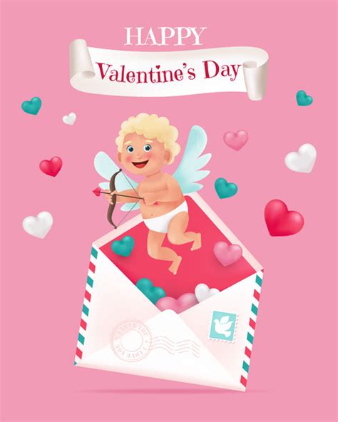 Valentines day card vector 3d style free download