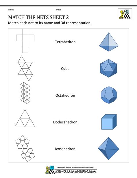 Match The Nets To 3d Shapes Worksheet