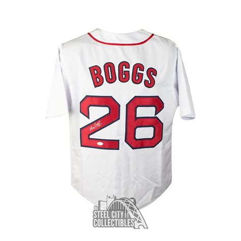 Wade Boggs Autographed Boston Custom Baseball Jersey Jsa Coa Steel