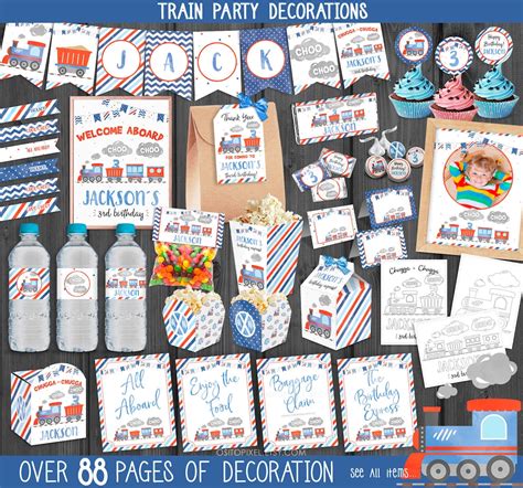 Train Party Decorations, Personalized, Party Package, Birthday Bundle ...