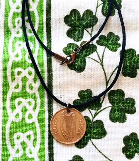 Irish Coin Necklace Irish Half Penny Birth Year Coin Etsy