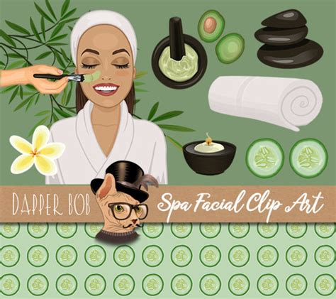 Woman Pampering Spa Facial Clip Art Collection Png Clipart Etsy