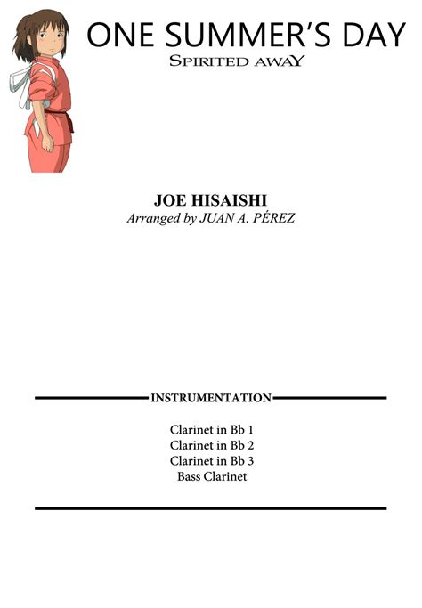 Joe Hisaishi One Summer s Day Clarinet Quartet 악보 by Juan A Pérez