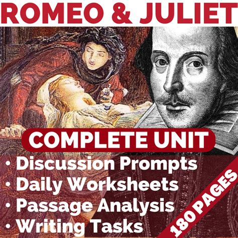 Romeo And Juliet By Shakespeare COMPLETE UNIT Worksheets Discussion