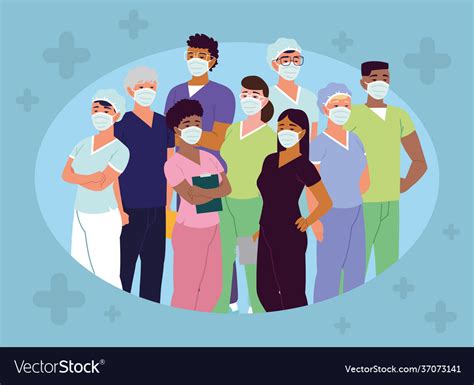 Nurses staff teamwork Royalty Free Vector Image