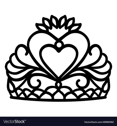 Quinceanera crown stroke Royalty Free Vector Image