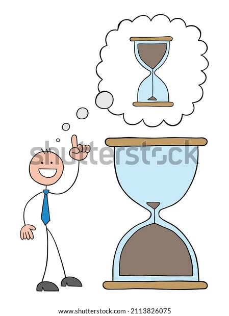 Stickman Businessman Front Hourglass That Almost Stock Vector Royalty Free 2113826075