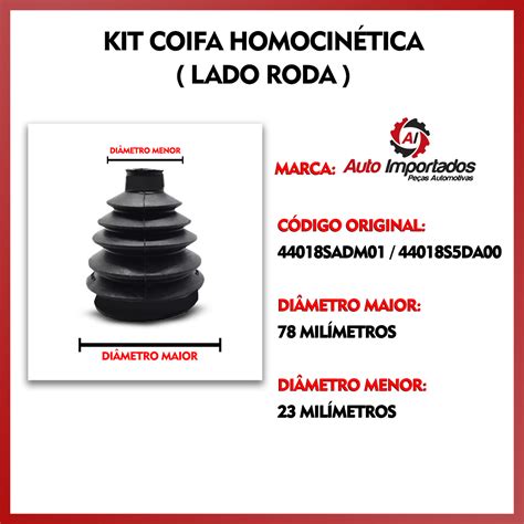 Par Kit Coifa Borracha Graxa Abra Adeira Homocin Tica Lado Roda Honda