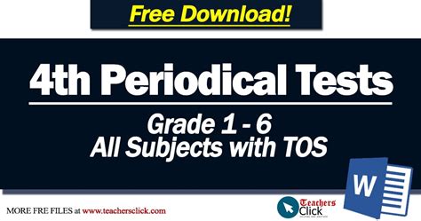 Grade Th Periodical Tests With Tos Sy