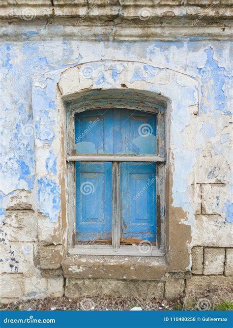 Old Wooden Shutters on Windows with Broken Panes Stock Photo - Image of