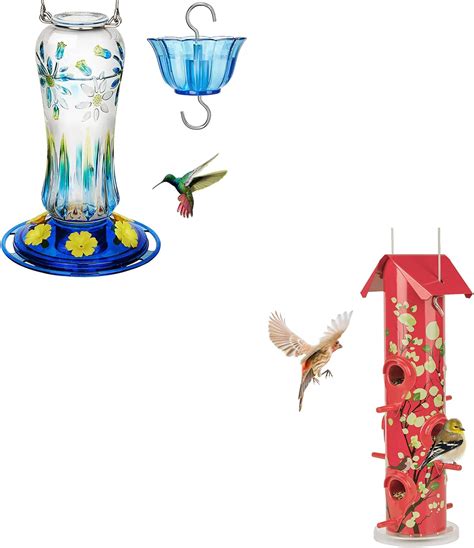 Kingsyard Glass Hummingbird Feeder For Outdoors Hanging