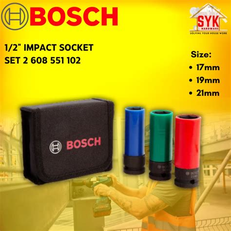 Syk Bosch Impact Socket Wrench 12 Inch 3pcs Control Socket Set Power