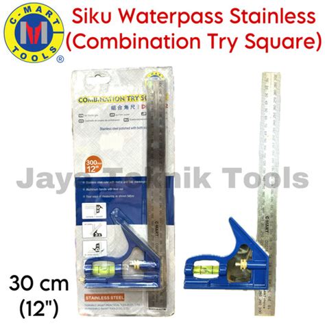 Jual Penggaris Siku Waterpass 30 Cm C Mart Stainless Try Square