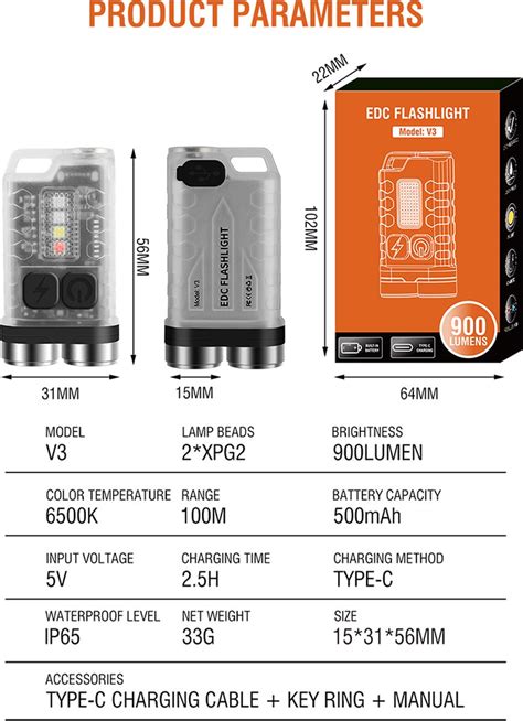 Mini Sleutelhanger Zaklamp Lumen Zaklamp Type C Oplaadbare Led