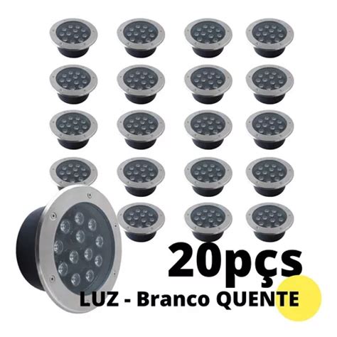 20 Balizador Spot Led 12w Embutir Chão Piso Jardim Externo