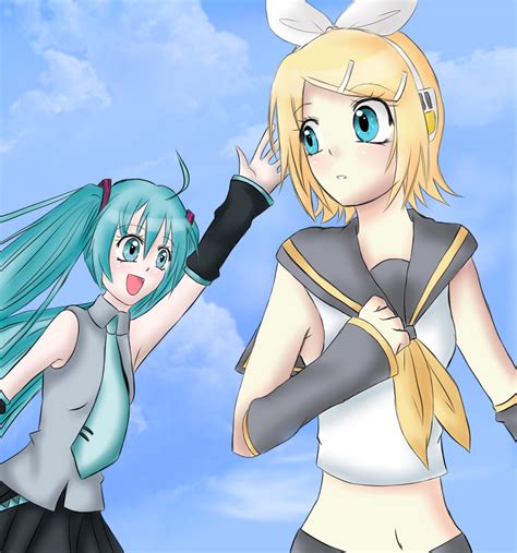 Kagamine Rin And Hatsune Miku By Xmarshmello On Deviantart