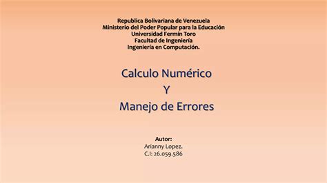 Analisis Numerico Y Manejo De Errores Ppt