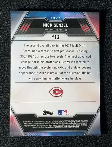 Bowman Chrome Scout S Top Prospects Nick Senzel Btp Ebay