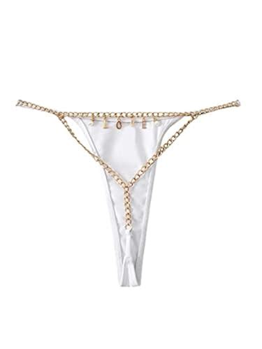 SheIn Women S Cheeky Brazilian Bikini Bottom Chain Thong Swimwear High Cut Swim Bottoms White