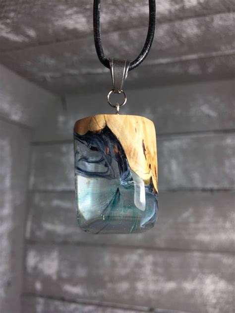 Unique Wood Resin Necklace Cool Design Holz Kristall Harz Etsy