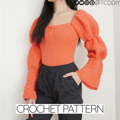 Crochet Pattern Puff Sleeve Top Pattern PDF Download - Etsy