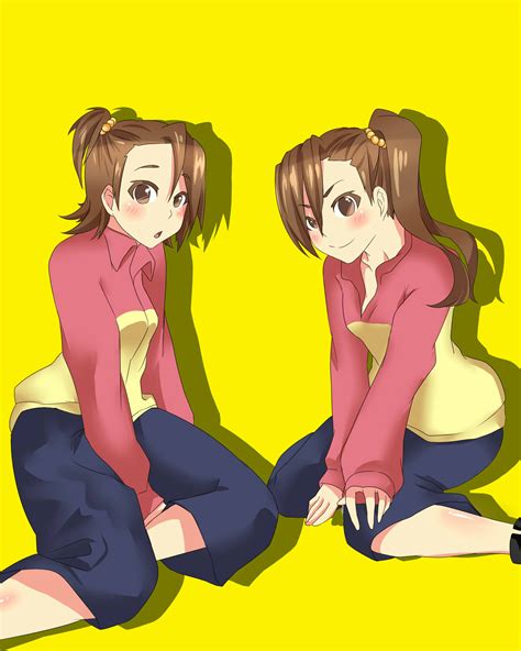 Brunette Twins Two Women Anime Anime Girls The Idolm Ster Futami