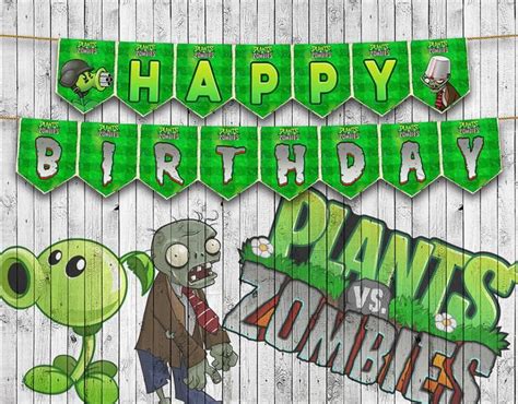 Plants Vs Zombies Full Alphabet Garland Happy Birthday Banner Custom